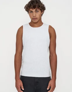 Ribbed Slim Fit Cotton Singlet in White