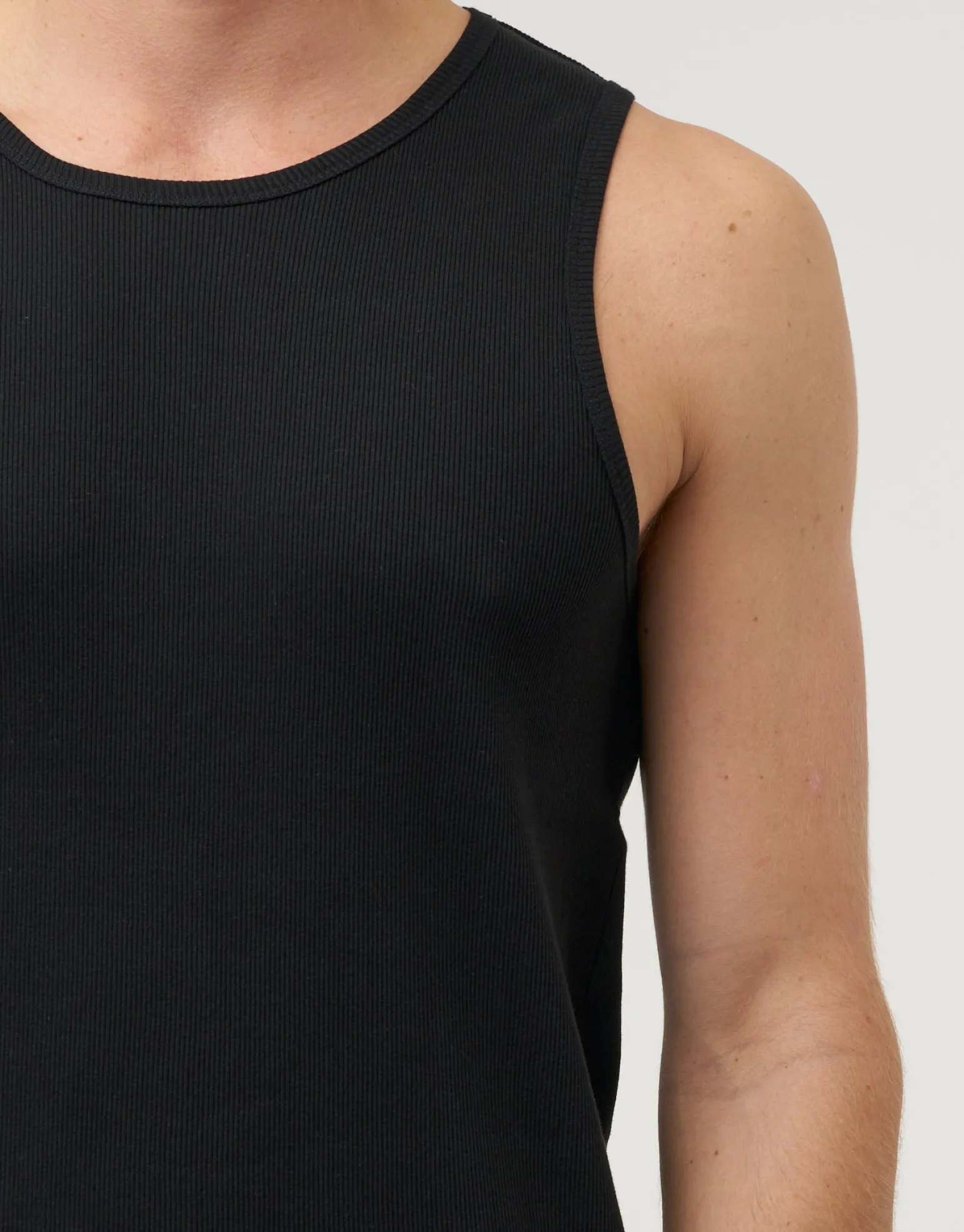 Ribbed Slim Fit Cotton Singlet in White