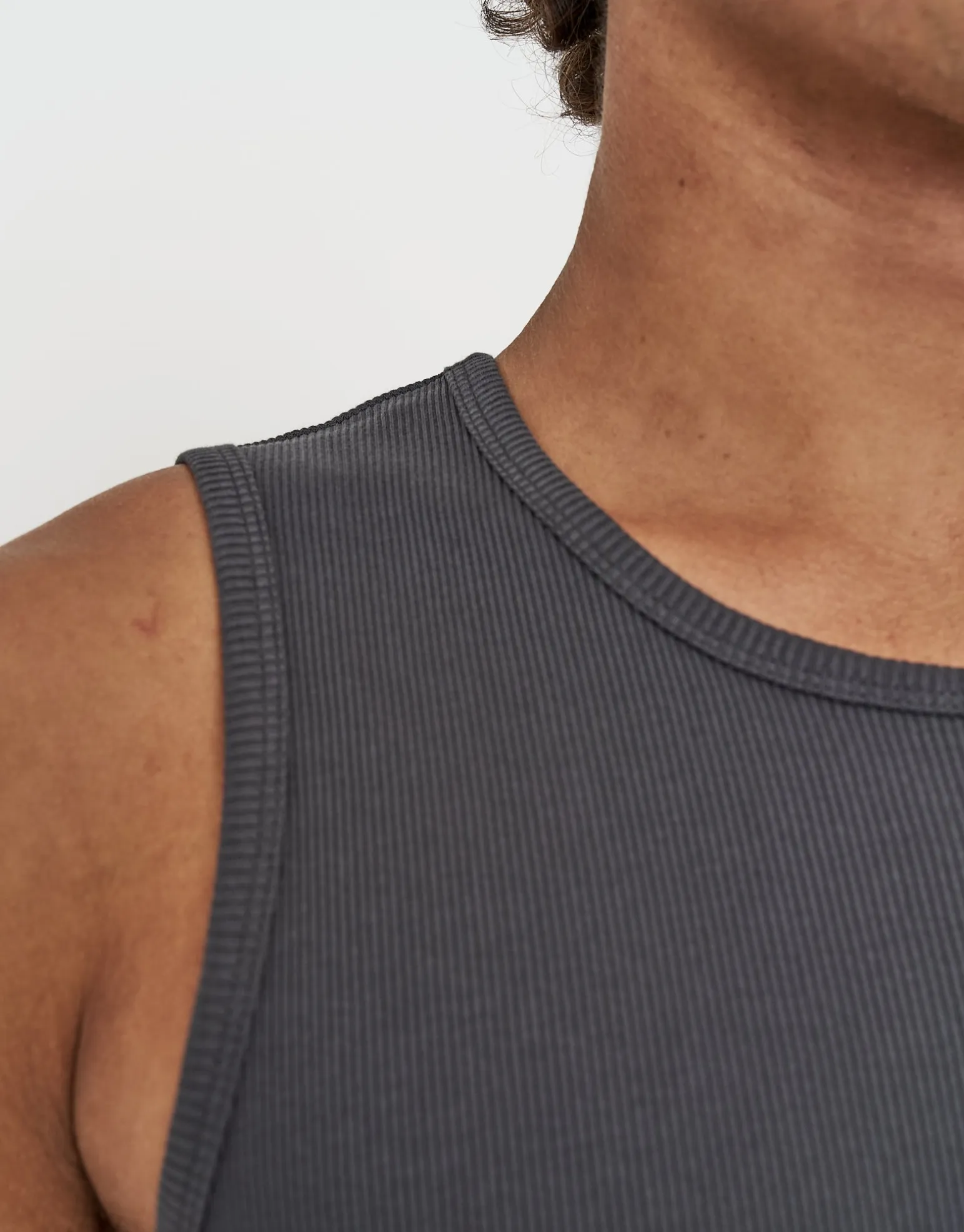 Ribbed Slim Fit Cotton Singlet in White