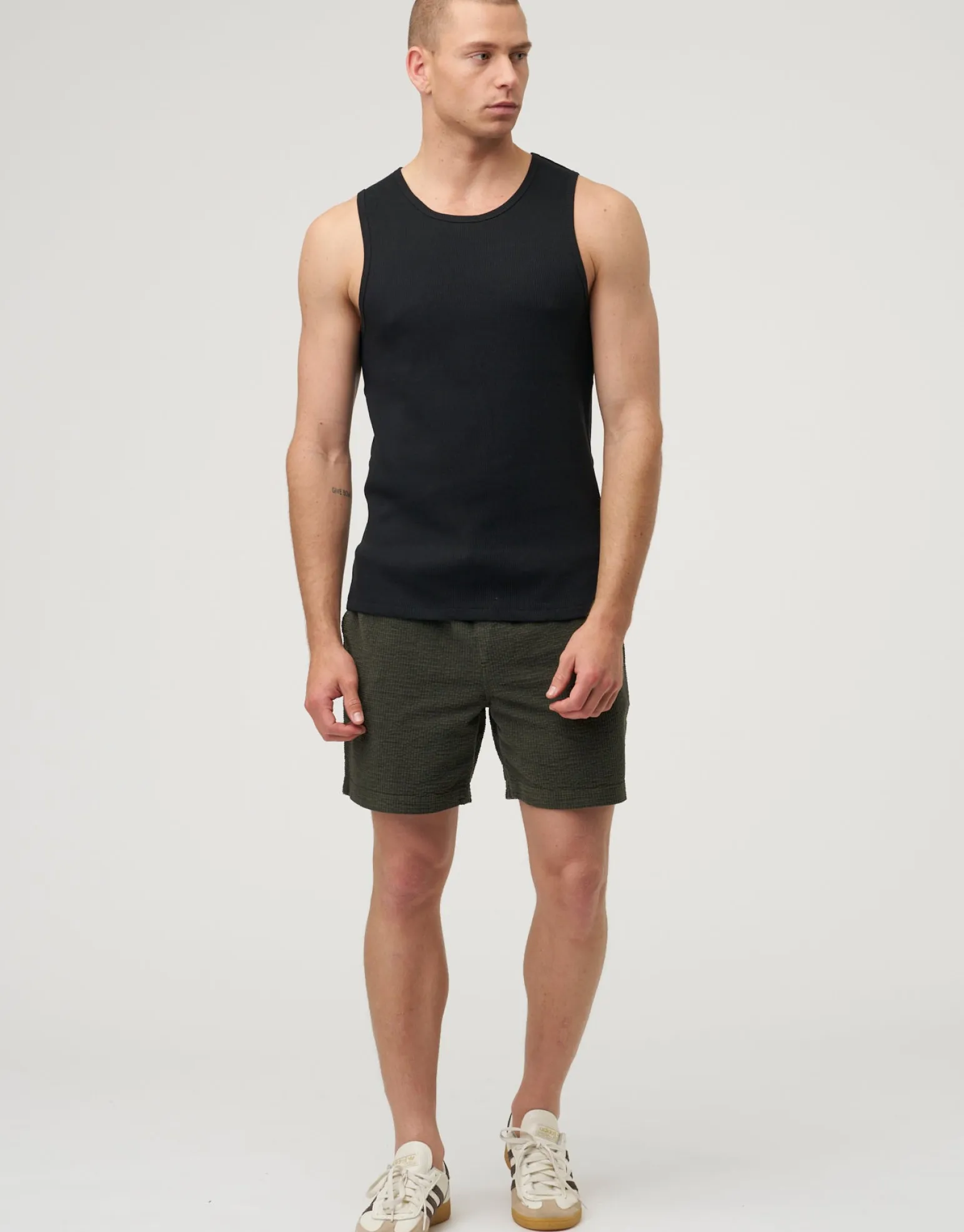 Ribbed Slim Fit Cotton Singlet in White