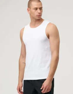 Ribbed Slim Fit Cotton Singlet in White