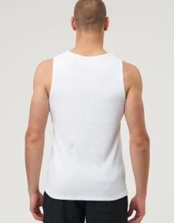 Ribbed Slim Fit Cotton Singlet in White
