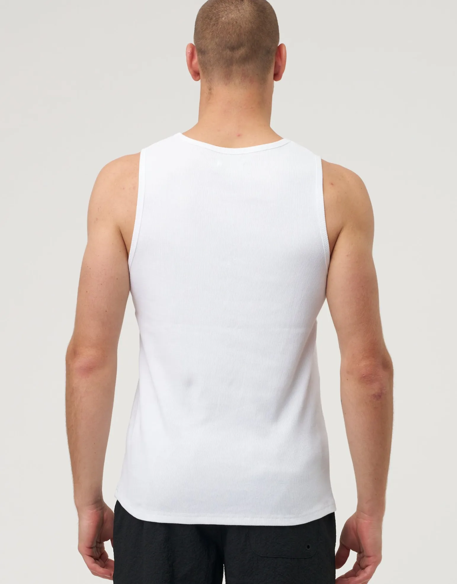 Ribbed Slim Fit Cotton Singlet in White