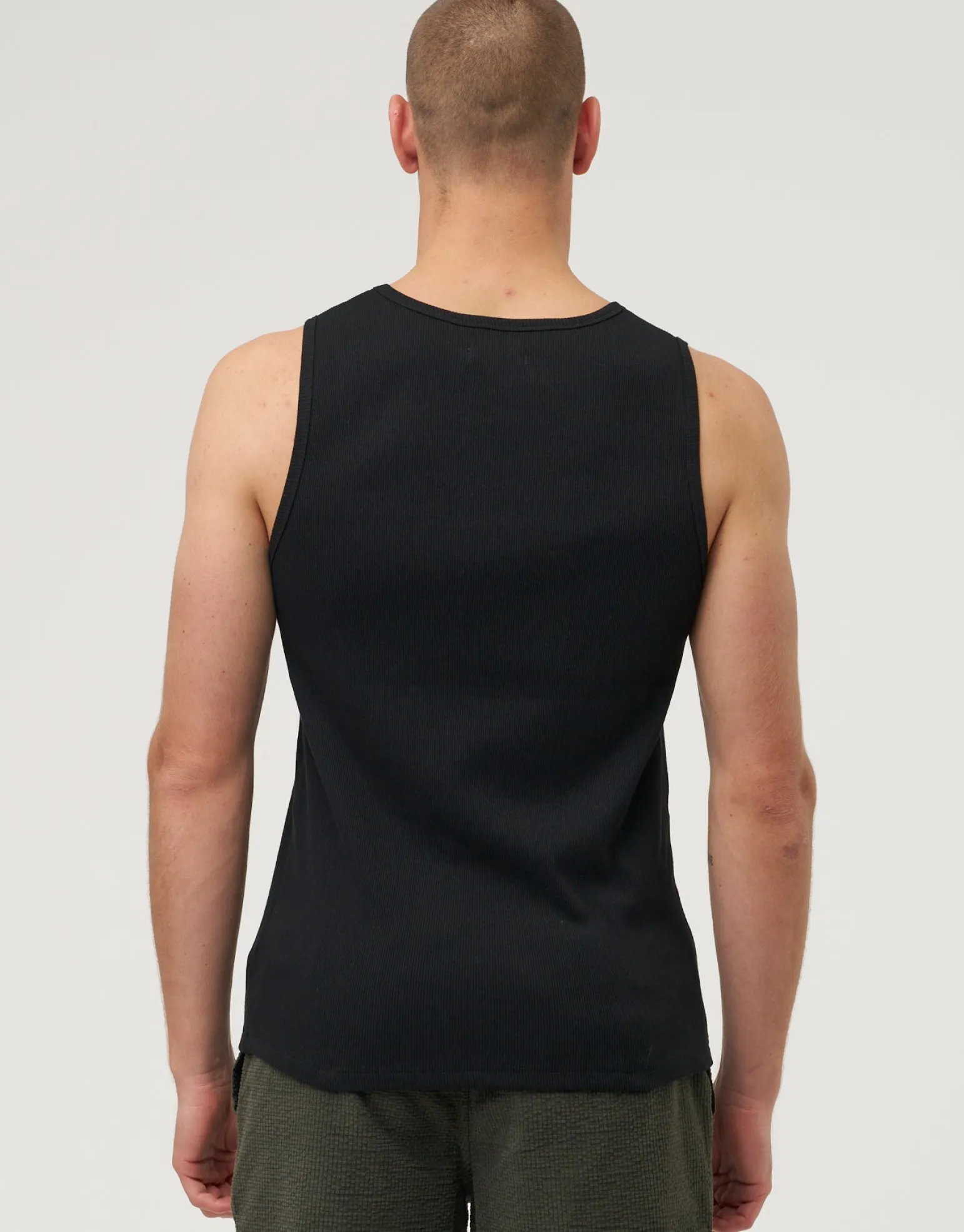 Ribbed Slim Fit Cotton Singlet in White