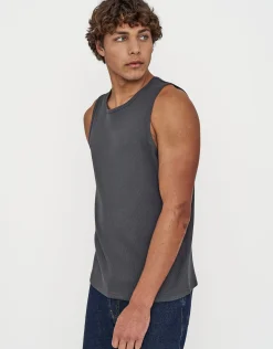 Ribbed Slim Fit Cotton Singlet in White