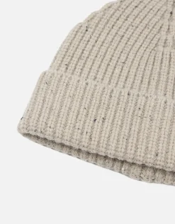 Ribbed Speckle Beanie in Stone