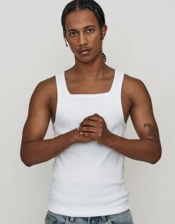 Ribbed Square Neck Singlet in Black