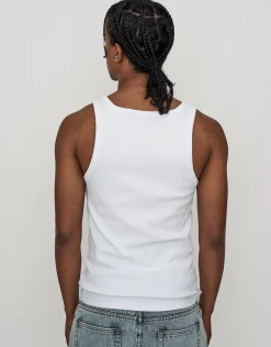 Ribbed Square Neck Singlet in Black