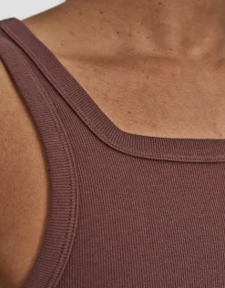 Ribbed Square Neck Singlet in White