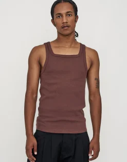 Ribbed Square Neck Singlet in White