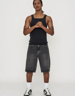 Ribbed Square Neck Singlet in Bitter Brown
