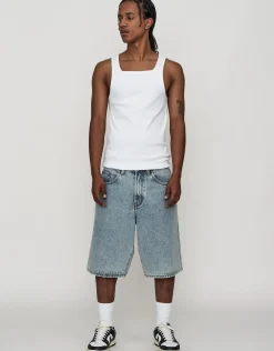 Ribbed Square Neck Singlet in Bitter Brown