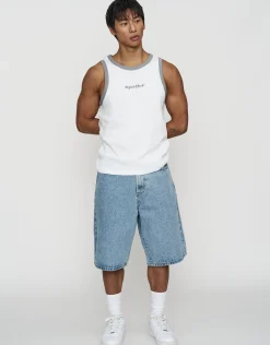 Ribbed Synth Singlet in Blanc