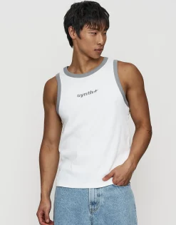 Ribbed Synth Singlet in Blanc