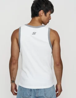 Ribbed Synth Singlet in Blanc