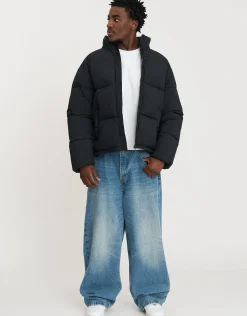Ripstop Puffer Jacket in Black