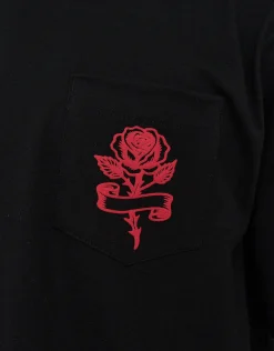 Rose Print Relaxed Fit T Shirt in Black