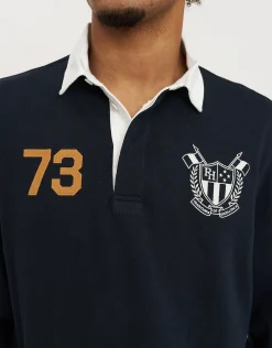 Rugby Heritage Long Sleeve Polo in Navy