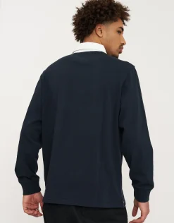 Rugby Heritage Long Sleeve Polo in Navy