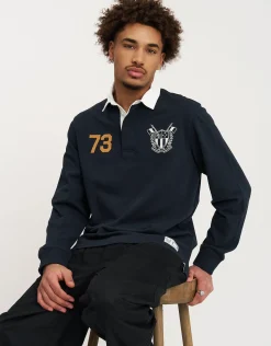 Rugby Heritage Long Sleeve Polo in Navy