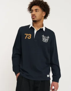 Rugby Heritage Long Sleeve Polo in Navy