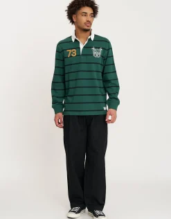 Rugby Heritage Long Sleeve Stripe Polo in Green