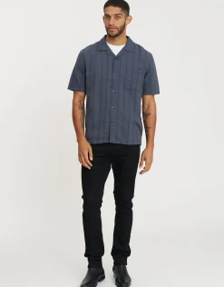 Saber Texture Short Sleeve Shirt in Shadow Blue