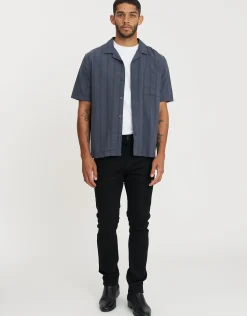 Saber Texture Short Sleeve Shirt in Shadow Blue