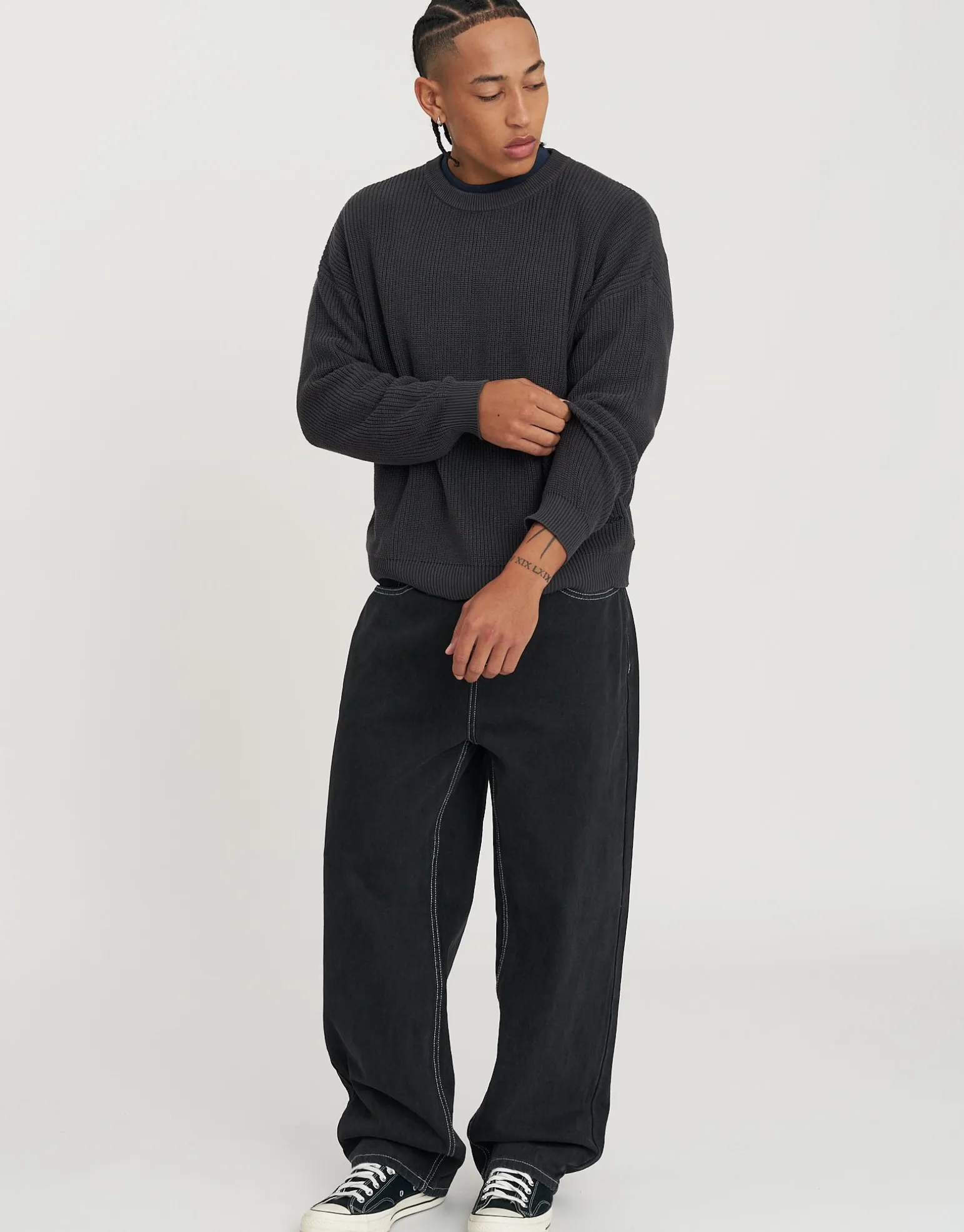 San Marino Oversized Cable Knit in Asphalt