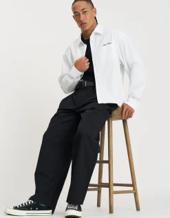 San Marino Oxford Long Sleeve Shirt in White/grey