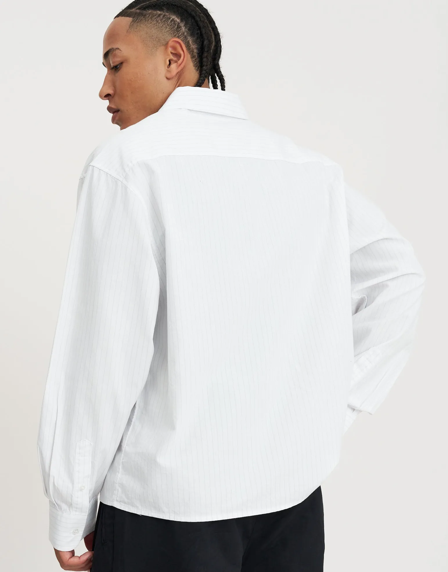 San Marino Oxford Long Sleeve Shirt in White/grey