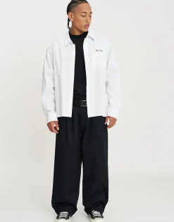 San Marino Oxford Long Sleeve Shirt in White/grey