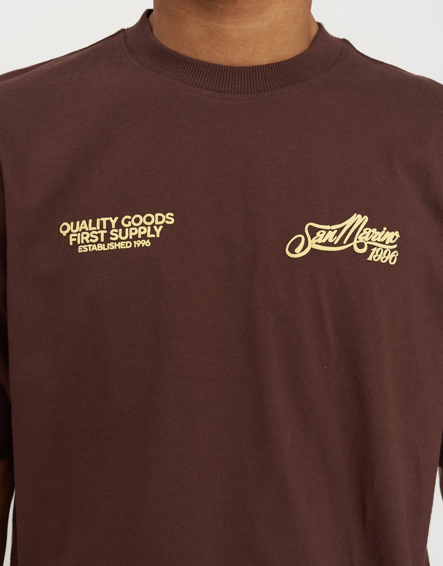 San Marino Quality Goods Tee in Bitter Brown