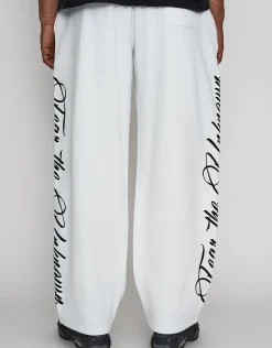 Script Wide Leg Track Pants in Washed Black