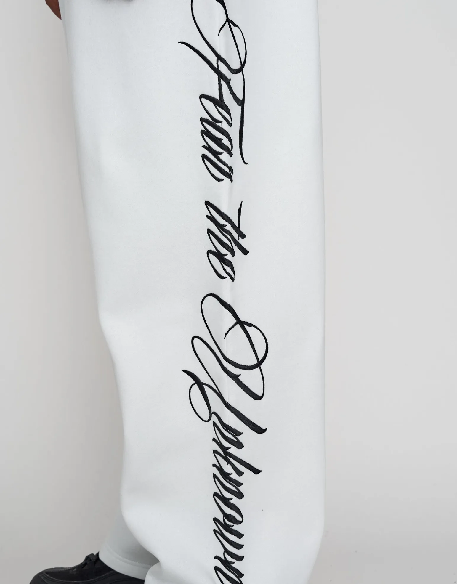 Script Wide Leg Track Pants in Washed Black