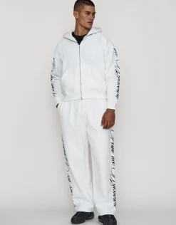 Script Wide Leg Track Pants in Blanc