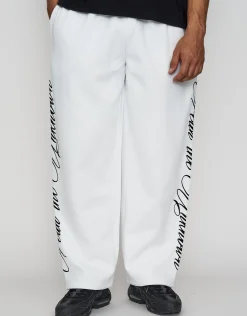 Script Wide Leg Track Pants in Blanc
