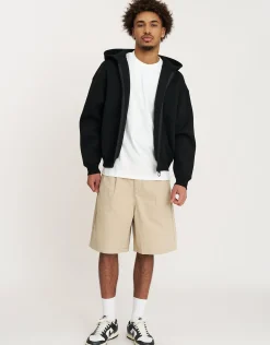 Scuba Deboss Zip Up Hoodie in Black