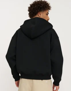 Scuba Deboss Zip Up Hoodie in Black
