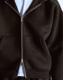 Scuba Oversized Cropped Zip Up Hoodie in Green