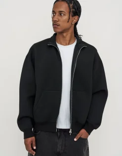 Scuba Oversized Cropped Zip Up Sweat in Grey Marle