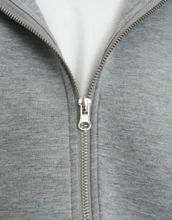 Scuba Oversized Cropped Zip Up Hoodie in Grey Marle