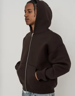 Scuba Oversized Cropped Zip Up Hoodie in Grey Marle