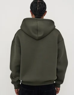 Scuba Oversized Cropped Zip Up Hoodie in Brown