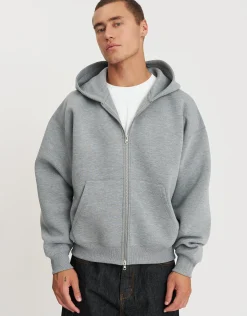 Scuba Oversized Cropped Zip Up Hoodie in Brown