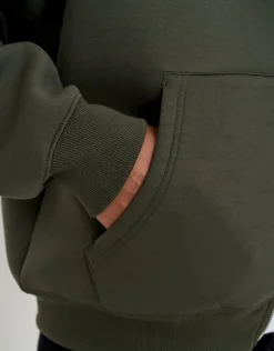 Scuba Oversized Cropped Zip Up Hoodie in Brown