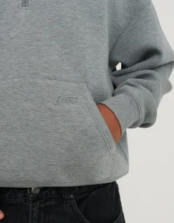 Scuba Oversized Deboss Quarter Zip in Grey Marle