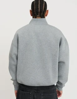 Scuba Oversized Deboss Quarter Zip in Grey Marle