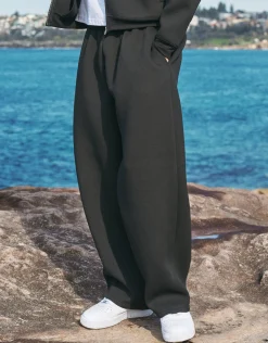 Scuba Wide Leg Track Pants in Black