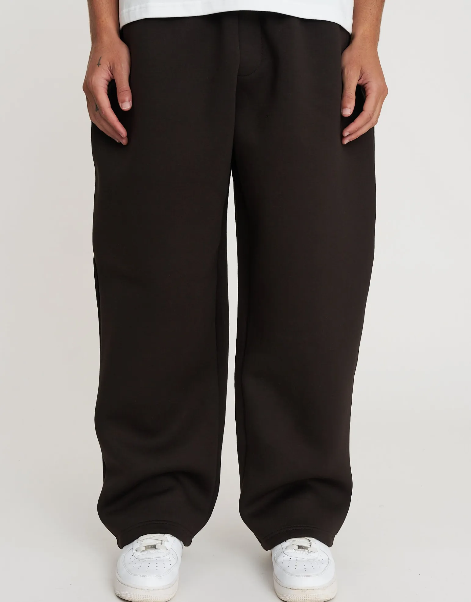 Scuba Wide Leg Track Pants in Grey Marl